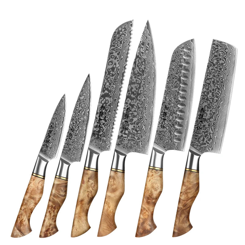 HEZHEN Kitchen Knife Set 1-7PC Damascus Steel knives Chef Knife Kitchen Accessories Professional Chef knives Cooking Tools
Messerset