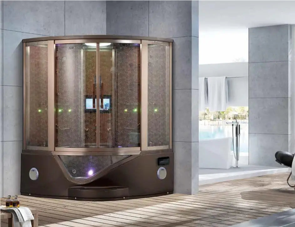1500X1500X2150mm Double Person Bathroom Steam Shower Enclosure Computer Control Wet Sauna Cabin Room 7028GA