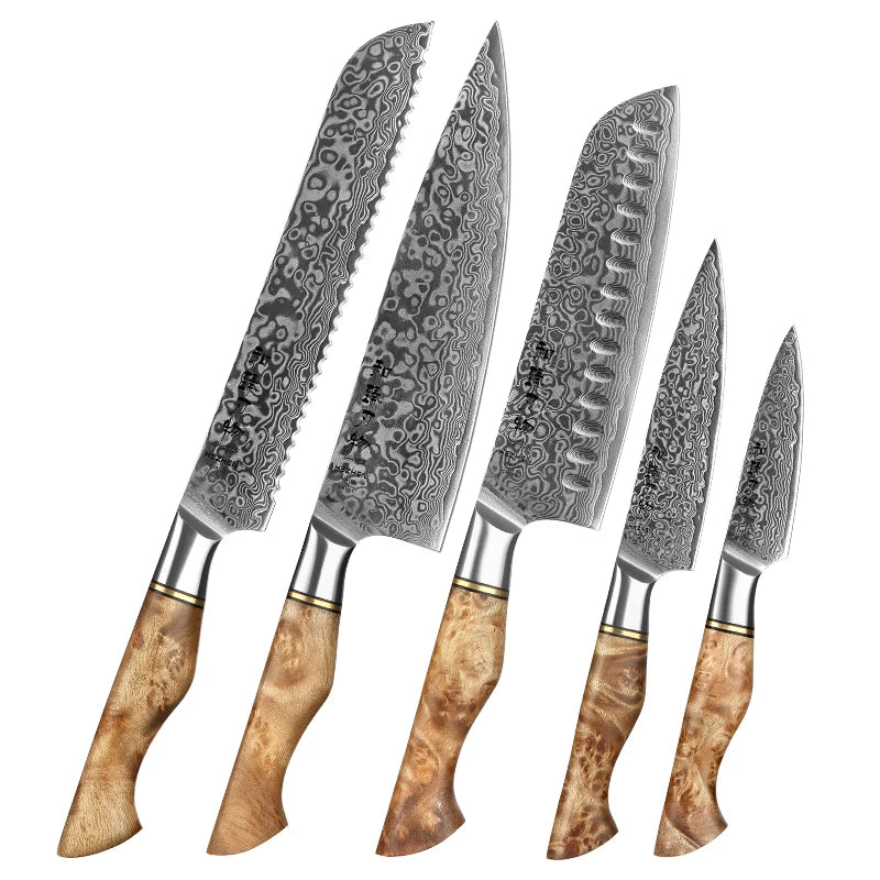 HEZHEN Kitchen Knife Set 1-7PC Damascus Steel knives Chef Knife Kitchen Accessories Professional Chef knives Cooking Tools
Messerset