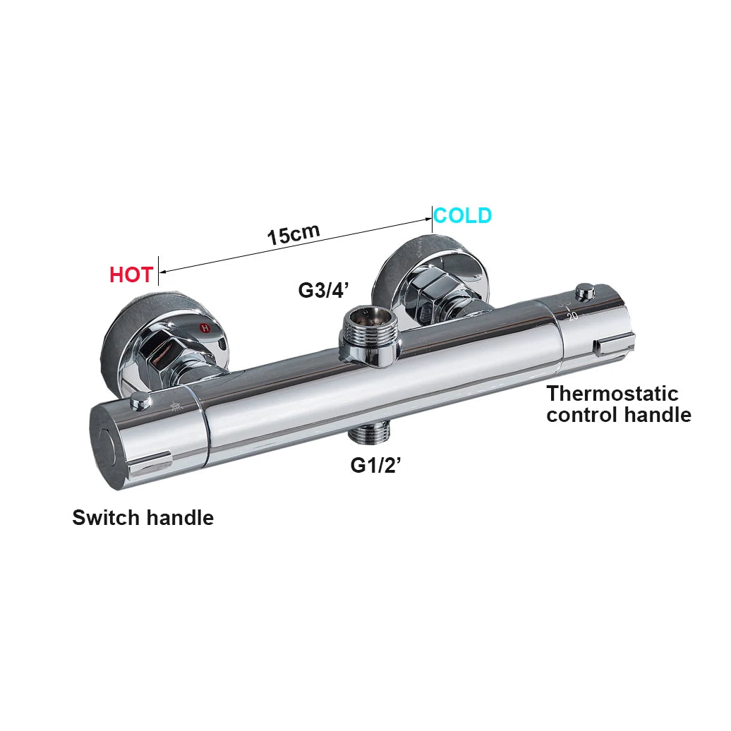 Chrome Thermostatic Shower Faucet Mixing Valve Thermostatic Shower Faucets Bathtub Faucet for Bathroom