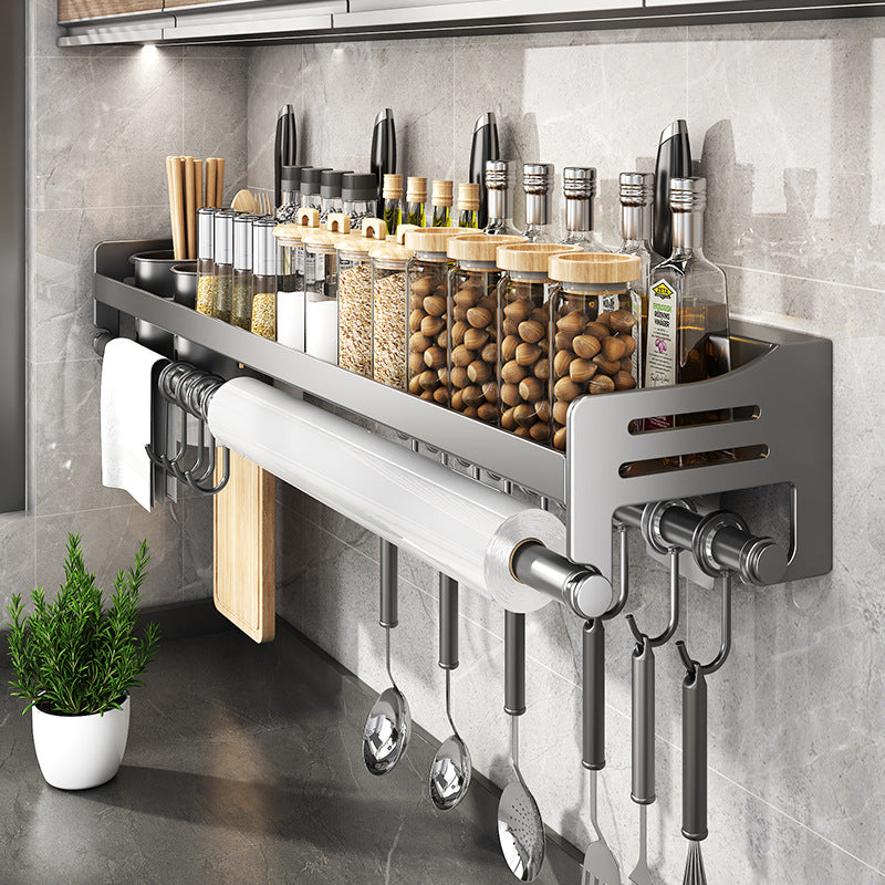 Kitchen Multifunctional Wall Mount Punch-free Storage Rack
