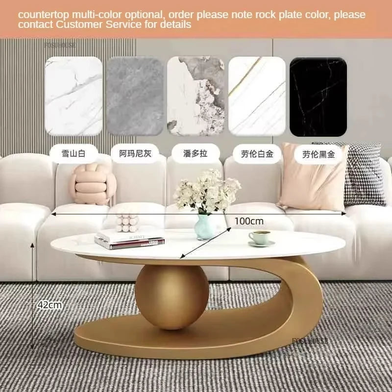 Modern Aesthetic Oval Coffee Tables Nordic Design Metal Modern Coffee Table Hotel Living Room Low Table Furniture for Home r