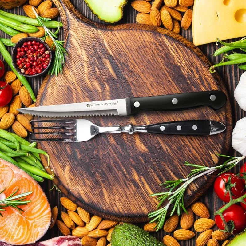 4/6/8/12 Pcs Steak Knives Forks Set Sharp Blade Black PP Handle Outdoor BBQ Picnic Meat Cutter Multi-function Fish Cutting Knife
Küchenmesser, Klassisch