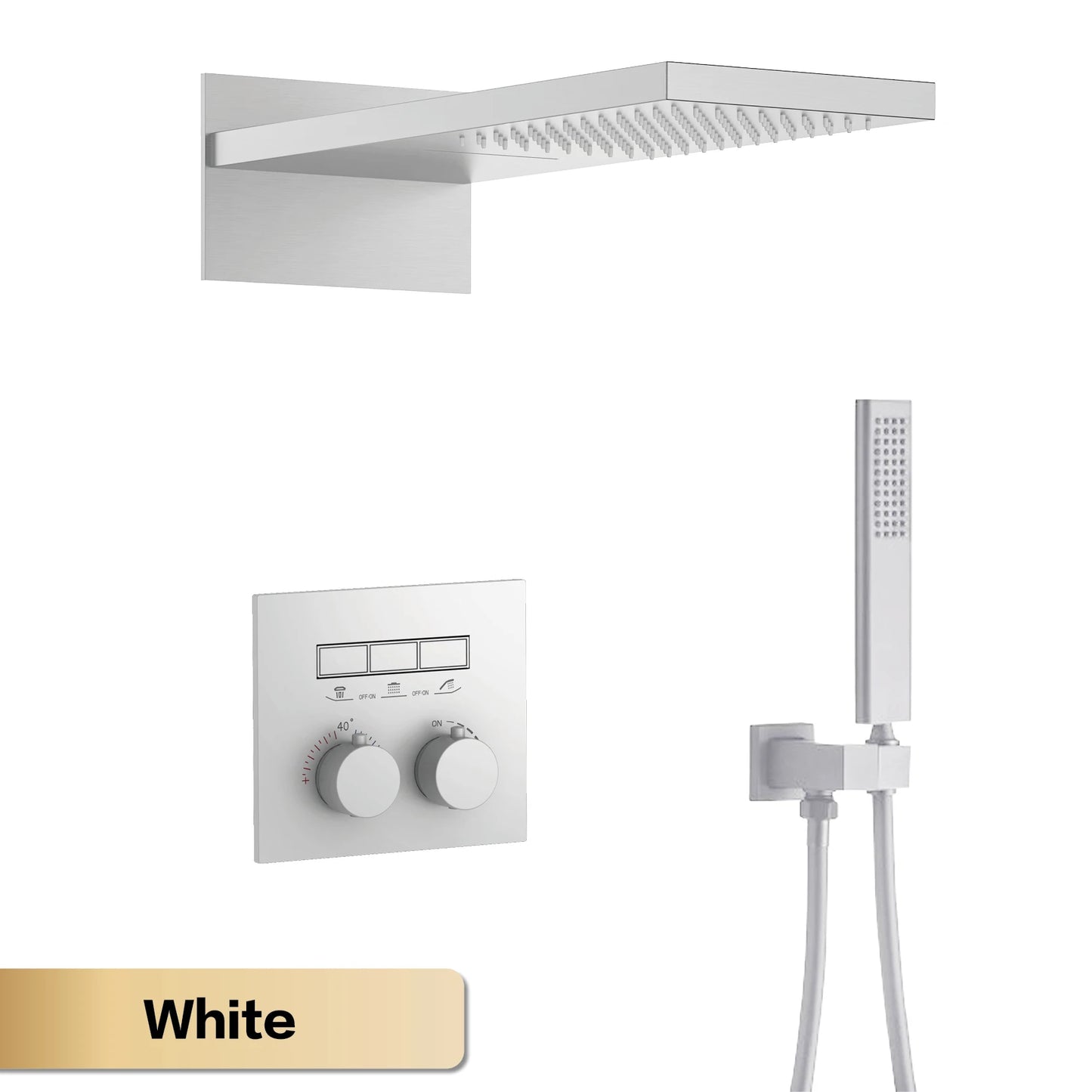 AITANA Luxury gun gray brass thermostatic shower system with wall mounted design Embedded faucet for hot and cold water bathroom