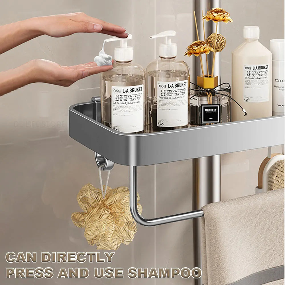 Aluminum Shower Shelf Shower Organiser Bathroom shelf Without Drilling Soap Shampoo Holder Shower Tray Bathroom Accessories
