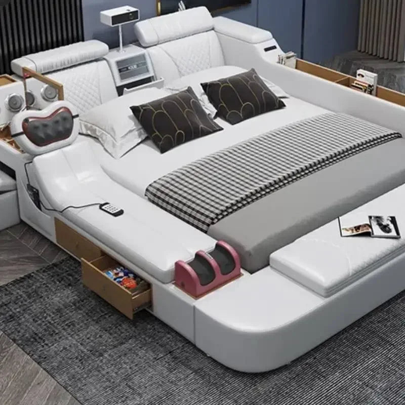 Regale Storage Double Bed Projector Antique Bedroom Comferter Beds Adults Flexible Sleeping Letto Matrimoniale Salon Furniture