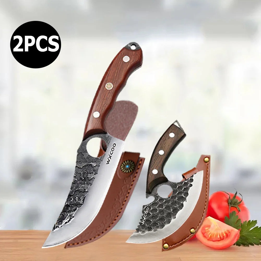 1~4pcs Professional Kitchen Butcher Knife Set for Meat Fish Cleaver Chef 's Knife Hand Forged Boning Knife for Cooking Tool