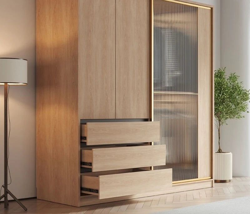 Nordic sliding door wardrobe simple modern light luxury household minimalist storage wardrobe