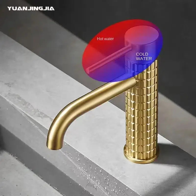 Brass bathroom basin faucet diamond single handle design high-end hotel cold and hot dual control basin high & low faucet