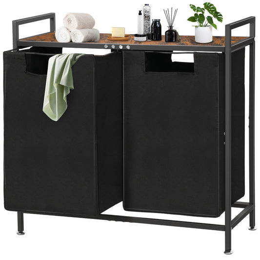 Laundry basket 2 hand fan Laundry Collector with Storage, Laundry Box, Oxford Fabric Laundry Bag Extendable Detachable Frame