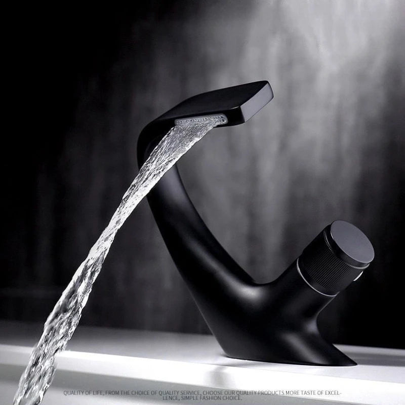 Waterfall faucet Stainless steel hot and cold water faucet G1/2 (20 mm) thread Wash basin faucet High-end art