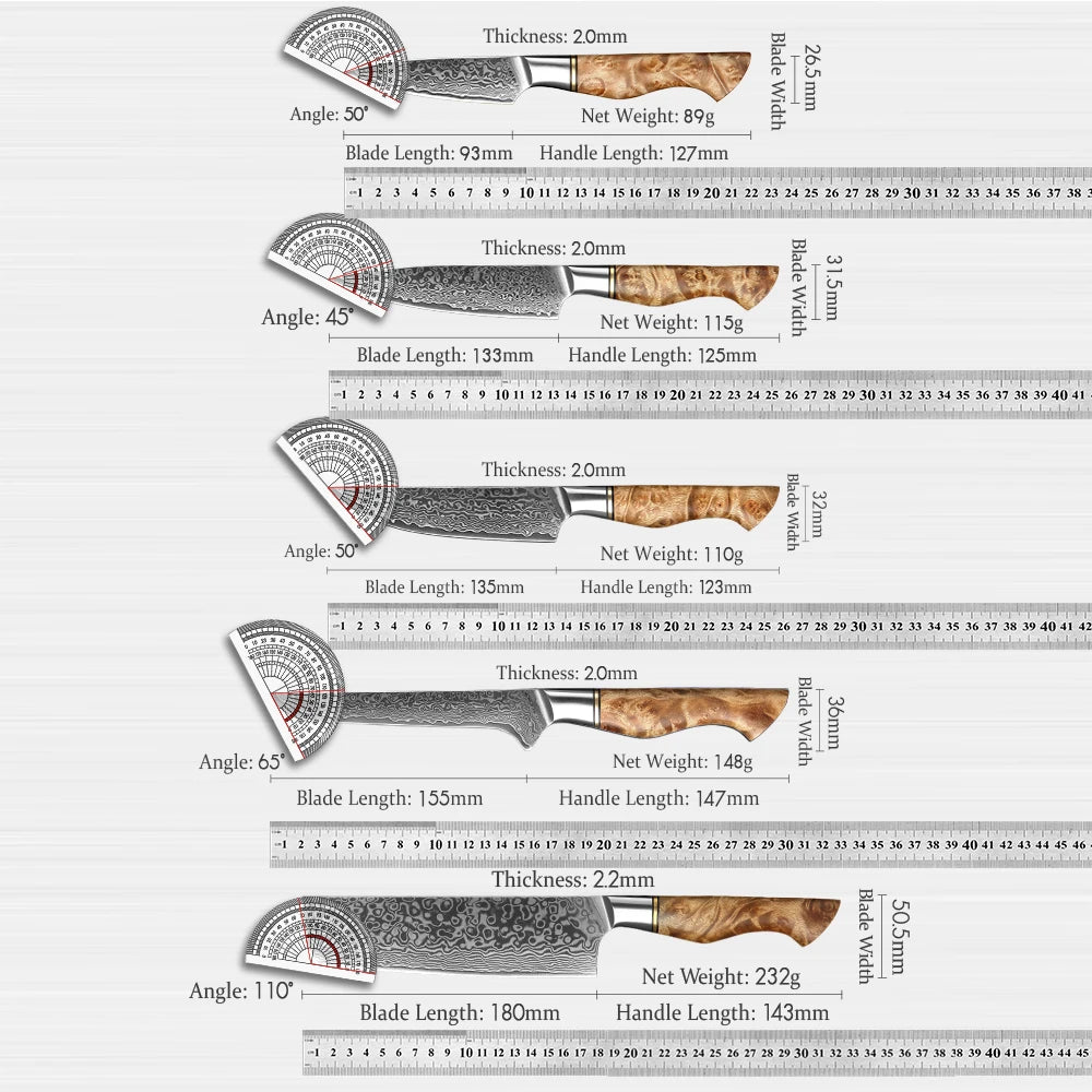 HEZHEN Kitchen Knife Set 1-7PC Damascus Steel knives Chef Knife Kitchen Accessories Professional Chef knives Cooking Tools
Messerset