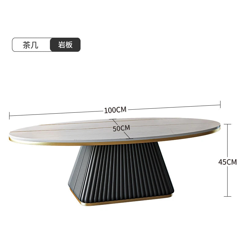 Light luxury model room coffee table designer minimalist modern living room small apartment household oval rock plate coffee tab