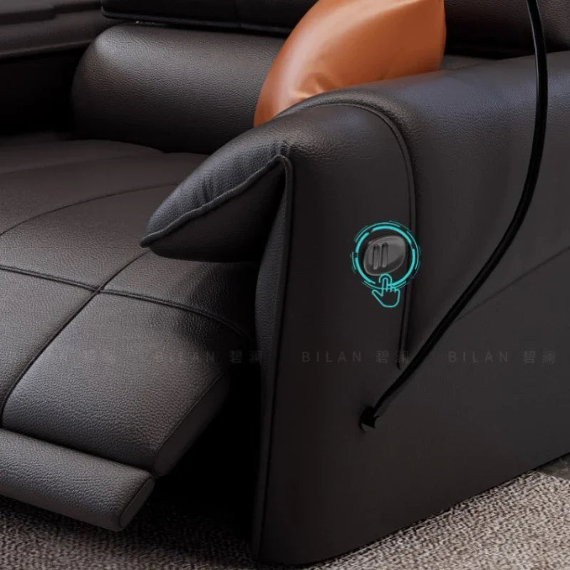 Genuine Leather Modern Sofa Chair Living Room Electric Designer Reclining Sofa Italian Loveseat Divano Soggiorno Home Furniture