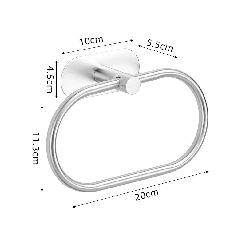 No Drilling Stainless Black Silver Towel Bar Self-adhesive Hook Paper Holder Towel Ring Brushed Gold Bathroom Accessories Set