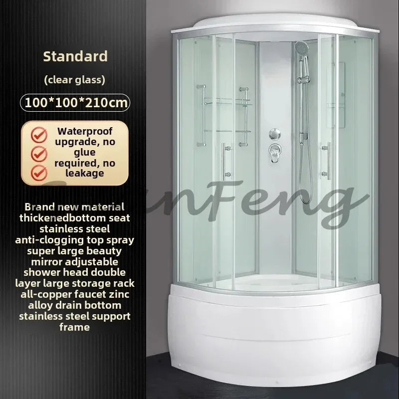 Prefabricated Bathroom Overall Room Pulley Glass Fan-Shaped Partition Bath Home Integrated Closed Bath Room