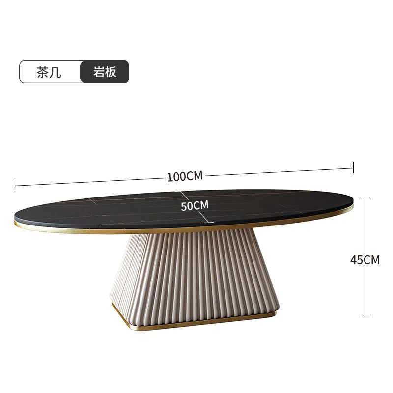 Light luxury model room coffee table designer minimalist modern living room small apartment household oval rock plate coffee tab