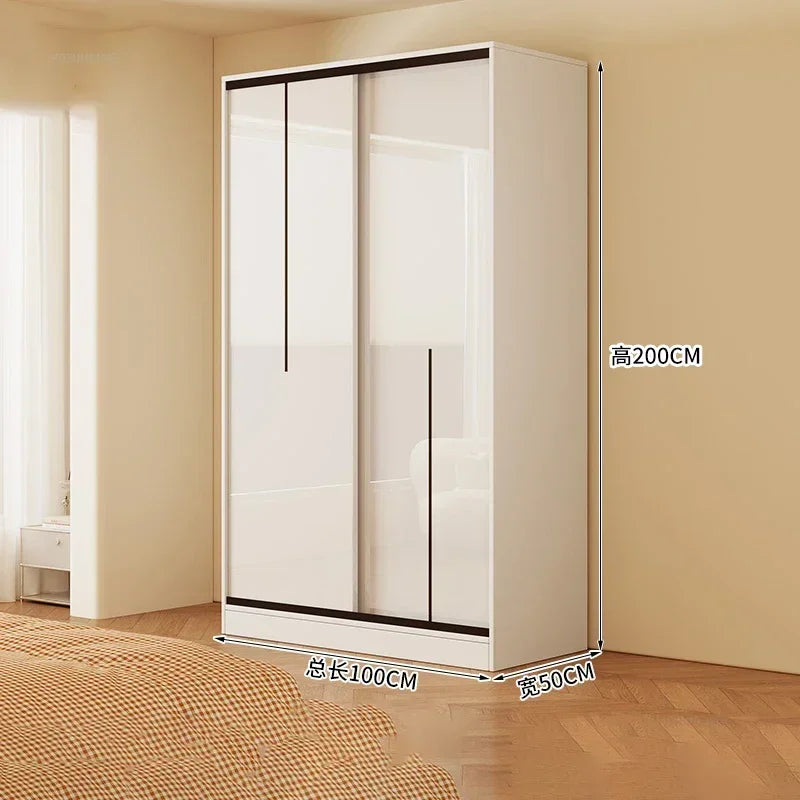 Nordic Solid Wood Assembly Clothes Wardrobe for Bedroom Sliding Door Large Wardrobes Rental House Open Closets Bedroom Furniture