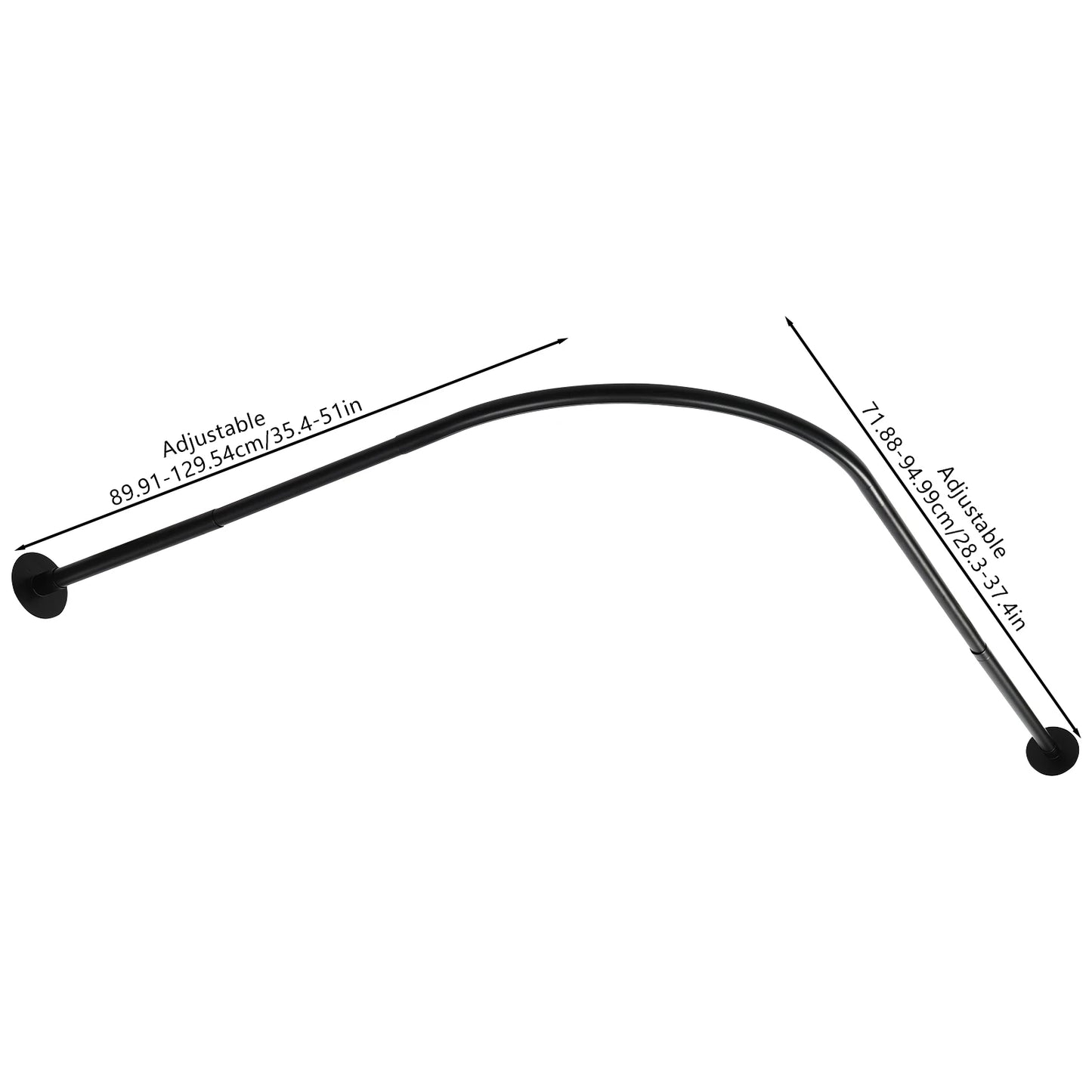 Shower Curtain Rail, Adjustable Shower Curtain Angle Rod, Shower Rod for Bathroom Bathtub