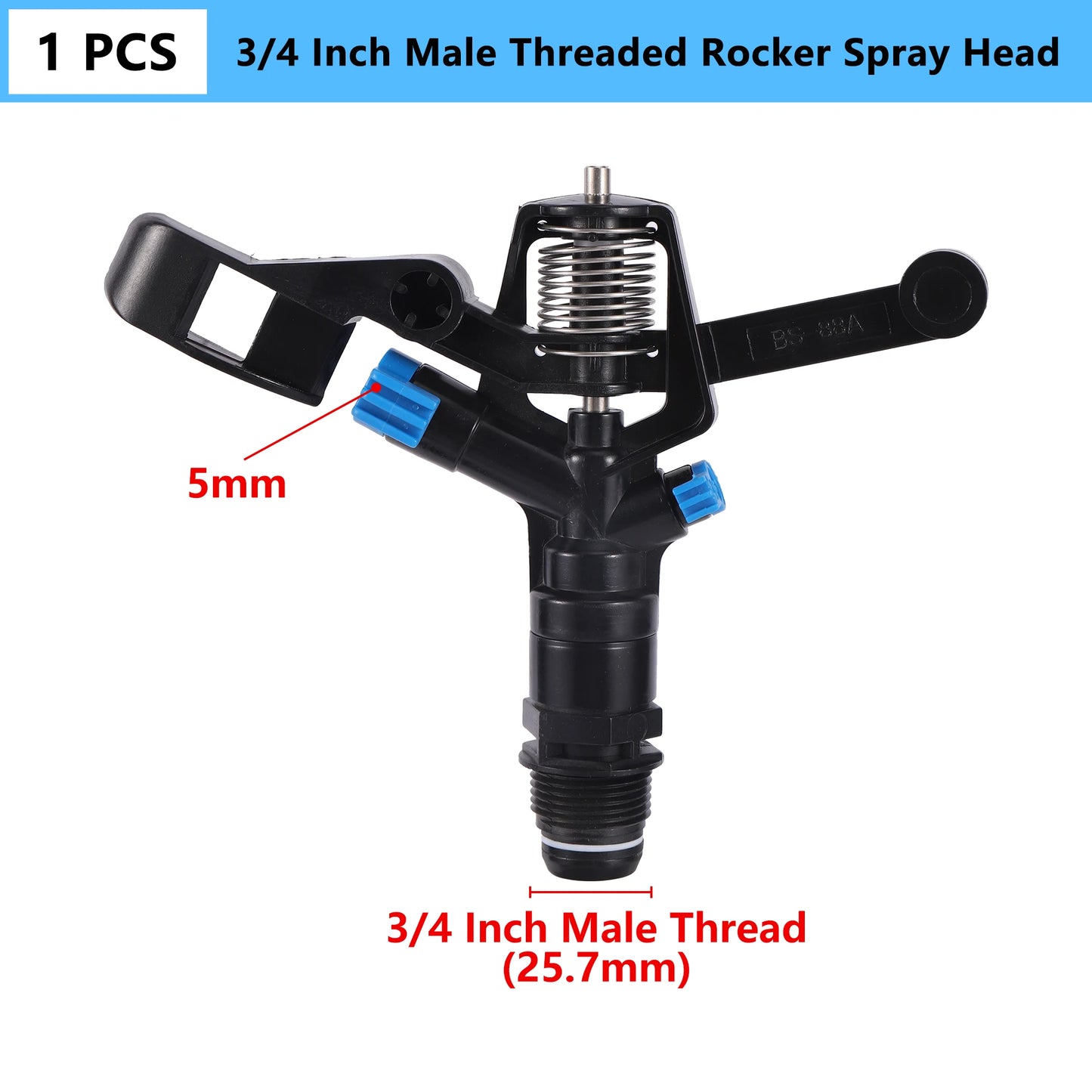 1/2"3/4" Inch Male Thread Rocker Sprinklers 360 Angle Rotating Sprinkler Agriculture Lawn Watering Garden Irrigation Device 1Pc