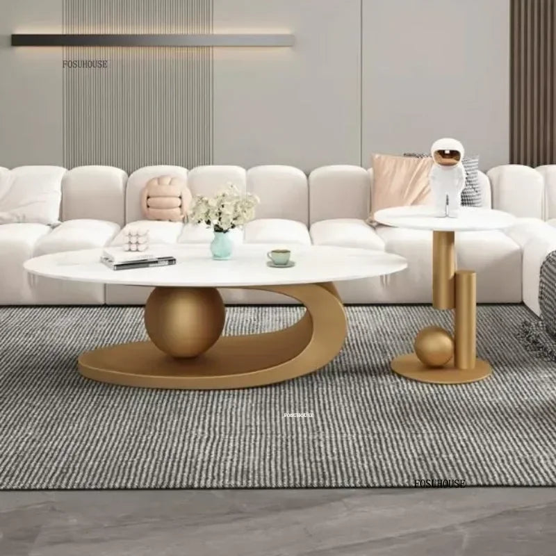Modern Aesthetic Oval Coffee Tables Nordic Design Metal Modern Coffee Table Hotel Living Room Low Table Furniture for Home r