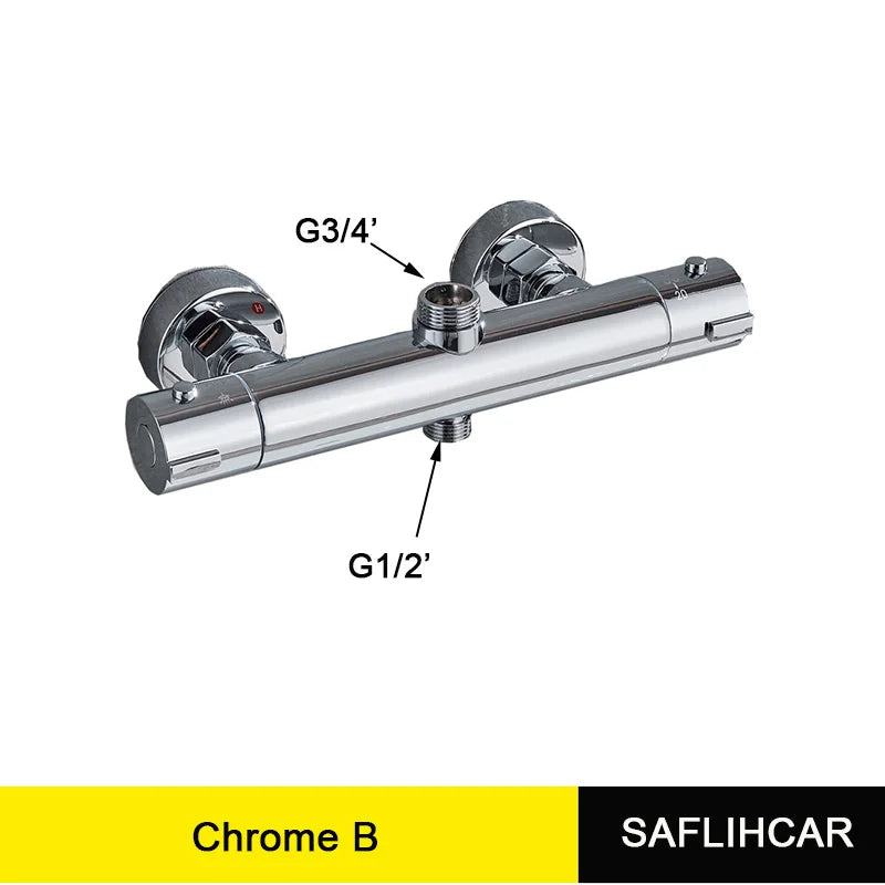 Chrome Thermostatic Shower Faucet Mixing Valve Thermostatic Shower Faucets Bathtub Faucet for Bathroom