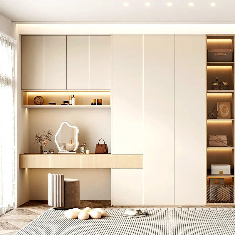 Whole house custom overall furniture design solid wood wardrobe TV cabinet dining side cabinet tatami