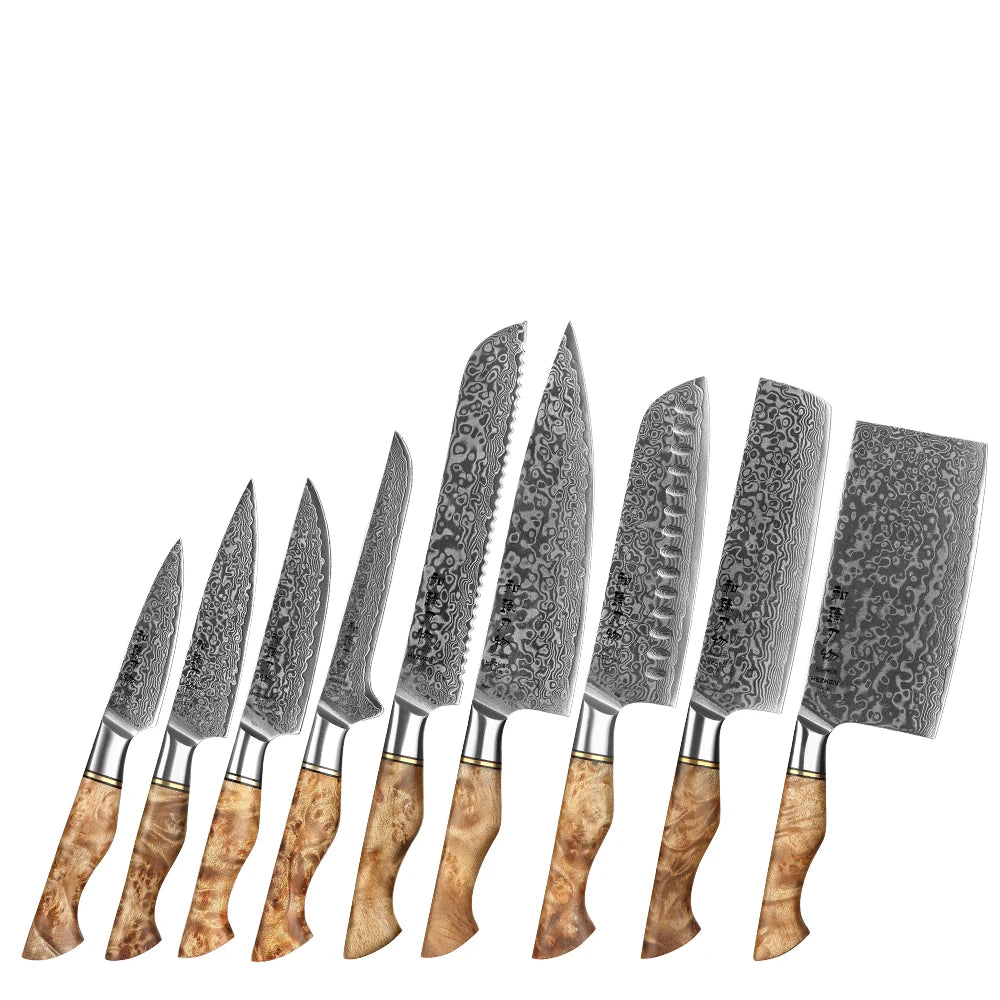 HEZHEN Kitchen Knife Set 1-7PC Damascus Steel knives Chef Knife Kitchen Accessories Professional Chef knives Cooking Tools
Messerset