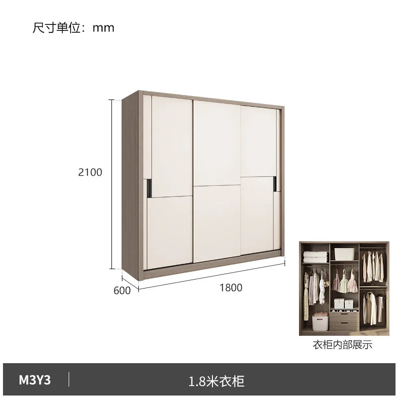 Bedroom Wardrobe Modern Simple Panel Combination Two Door Three Door Sliding Door Large Wardrobe Sliding Wardrobe