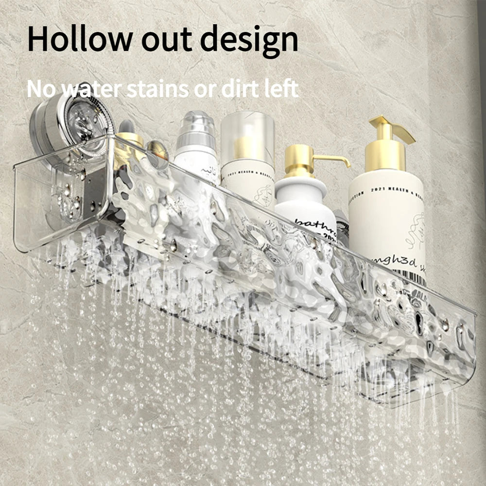 Bathroom Rack Shower Shelf Bathroom Storage Shelf with Suction Cup Wall Mount No-drill Removable Bathroom Shelves Easy Install