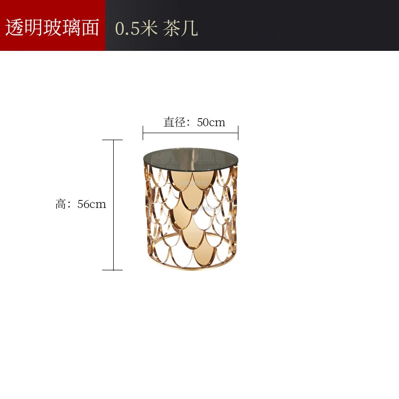 Nordic Light Luxury Metal Coffee Tables Home Furniture Living Room Designer Fish Scale Side Table Bedroom Creative Bedside Table