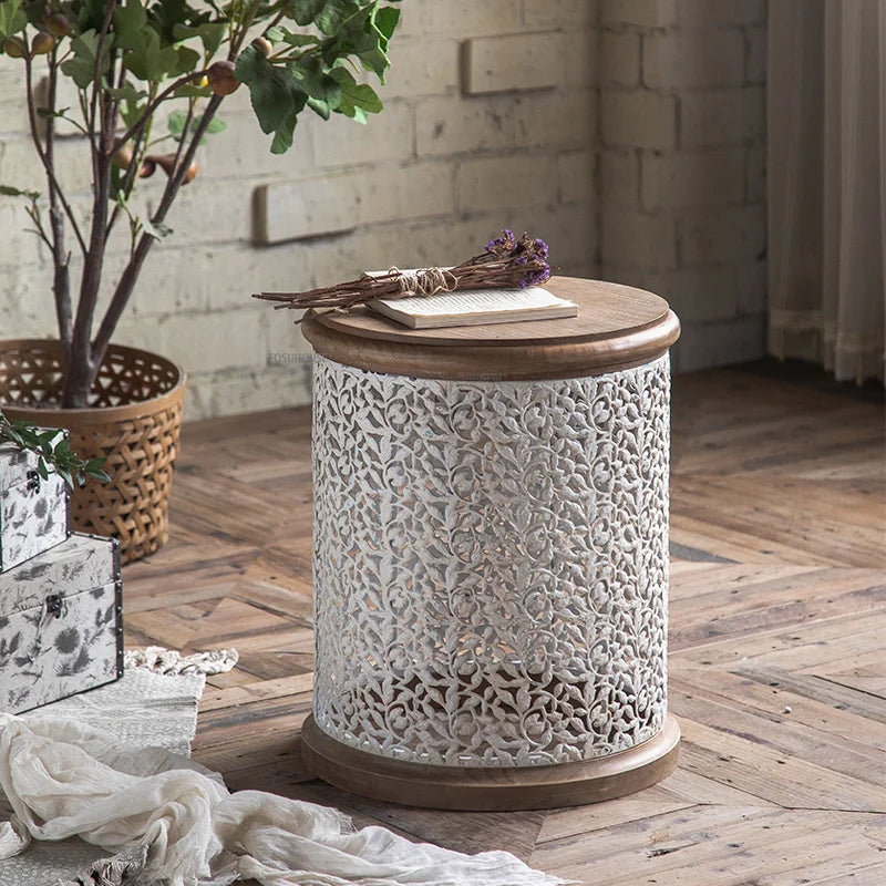 Modern Round Coffee Table Solid Wood Retro Low Table Home Furniture Modern Minimalist Designer Living Room Sofa Side Table