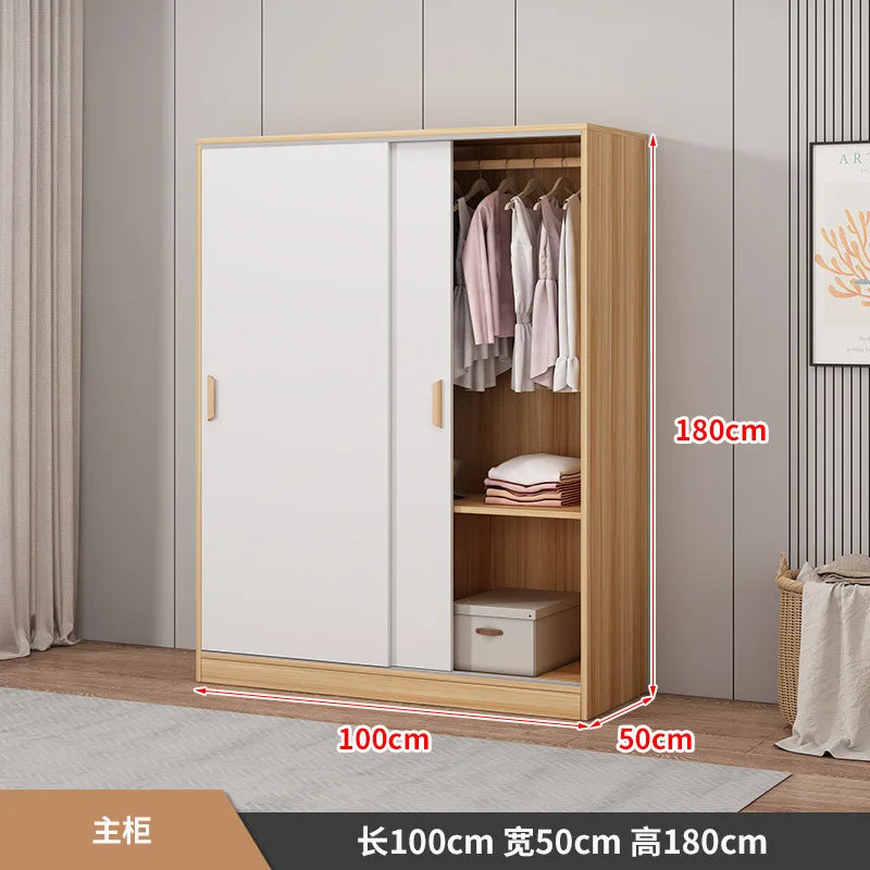 Wardrobe Home Bedroom Simple Assembly Sliding Door Storage Simple Modern Rental Room Children's Wardrobe Combination