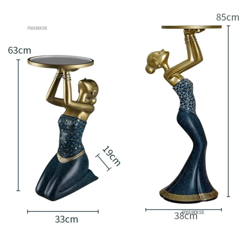 Designer Resin Coffee Tables Light Luxury Floor-standing Ornaments Home Living Room Sofa Side Table Artistic Home Decorations AA