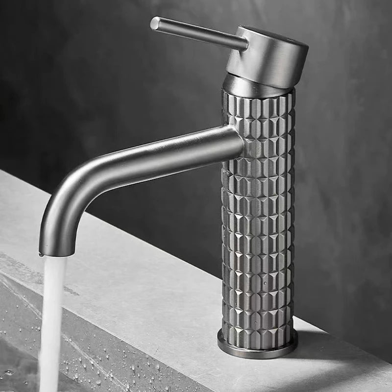 Brass bathroom basin faucet diamond single handle design high-end hotel cold and hot dual control basin high & low faucet