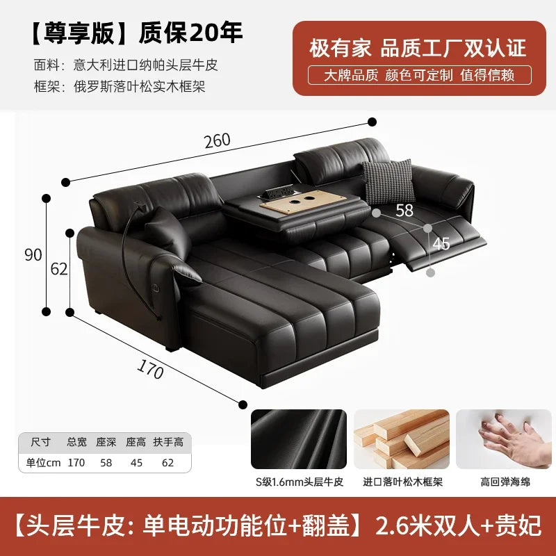 Genuine Leather Modern Sofa Chair Living Room Electric Designer Reclining Sofa Italian Loveseat Divano Soggiorno Home Furniture