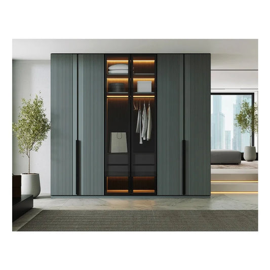 Modern Design Wordrope 2/3/4/5/6 Door Wood Clothes Sliding Wardrobe Furniture UV Bedroom Closet Wardrobes From China