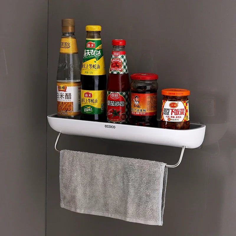 ECOCO Kitchen shelf perforated wall mounted household seasoning supplies complete knife rack rack multi-functional storage rack