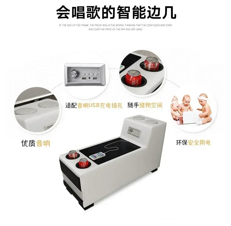 High-quality Durable Living Room Sofa Set Corner Sofa Speaker Real Genuine Cow Leather Sectional Sofas Bluetooth Headrest