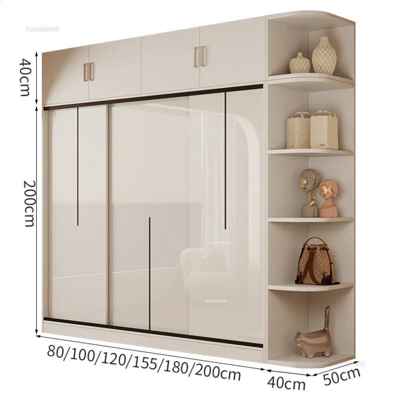 Nordic Solid Wood Assembly Clothes Wardrobe for Bedroom Sliding Door Large Wardrobes Rental House Open Closets Bedroom Furniture
