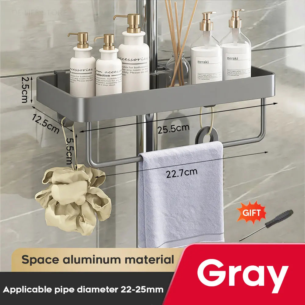 Aluminum Shower Shelf Shower Organiser Bathroom shelf Without Drilling Soap Shampoo Holder Shower Tray Bathroom Accessories