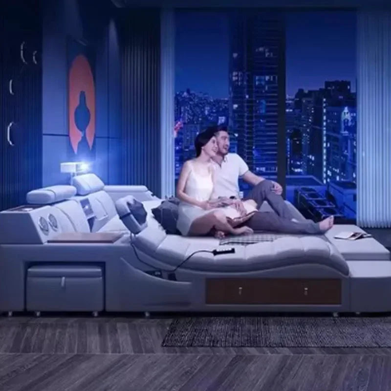 Regale Storage Double Bed Projector Antique Bedroom Comferter Beds Adults Flexible Sleeping Letto Matrimoniale Salon Furniture