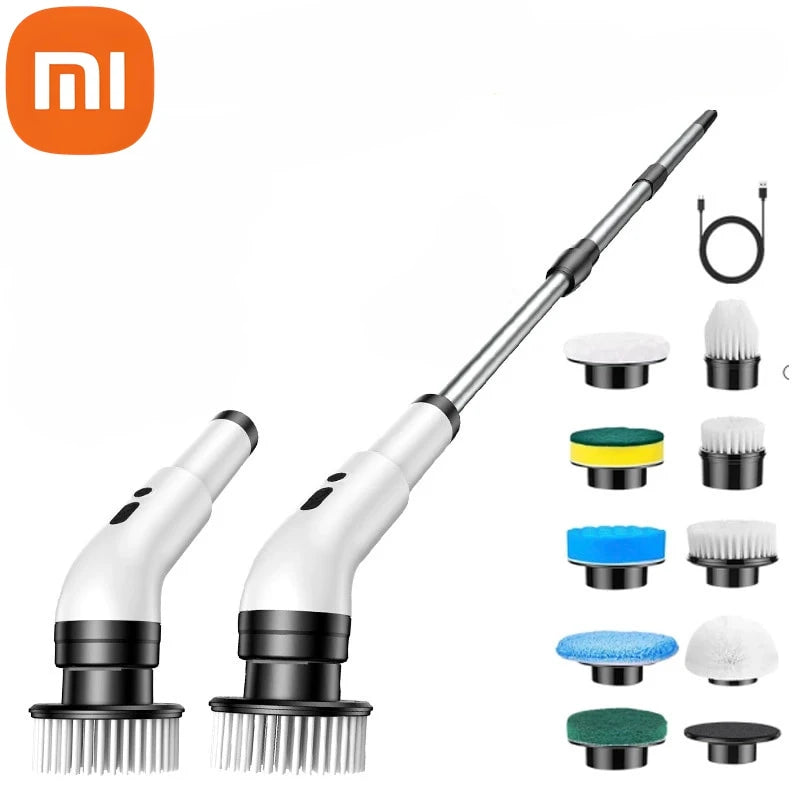 Xiaomi Electric Cleaning Brush Long Handle Mop Brush Household Extended Telescopic Pole Kitchen Bathroom Toilet Cleaning Tool