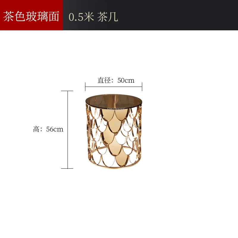 Nordic Light Luxury Metal Coffee Tables Home Furniture Living Room Designer Fish Scale Side Table Bedroom Creative Bedside Table