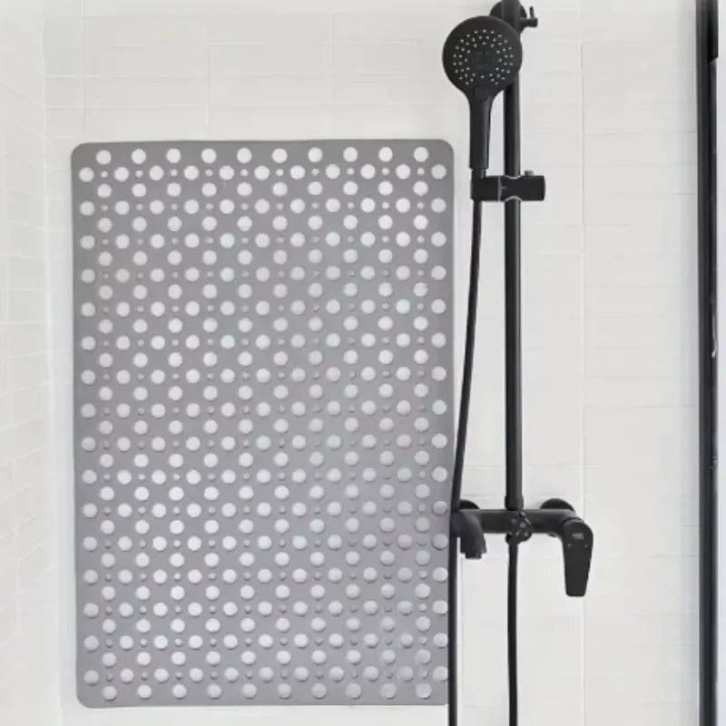 Square Non-slip Bathroom Mat with Suction Cup and Round Hole Design Shower Anti-fall Household Shower Massage Quick Drainage Mat