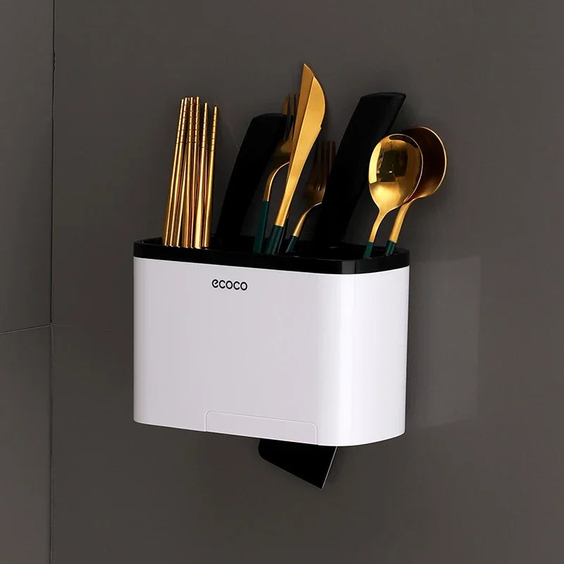 ECOCO Kitchen shelf perforated wall mounted household seasoning supplies complete knife rack rack multi-functional storage rack