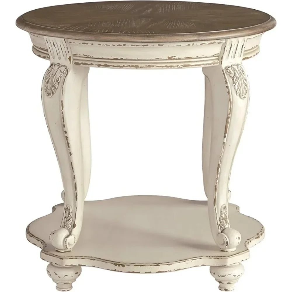 Coffee Table Room Realyn Casual Cottage Coffee Table Antique White & Brown Living Room Chairs Furniture Tables Mesas Coffe Café