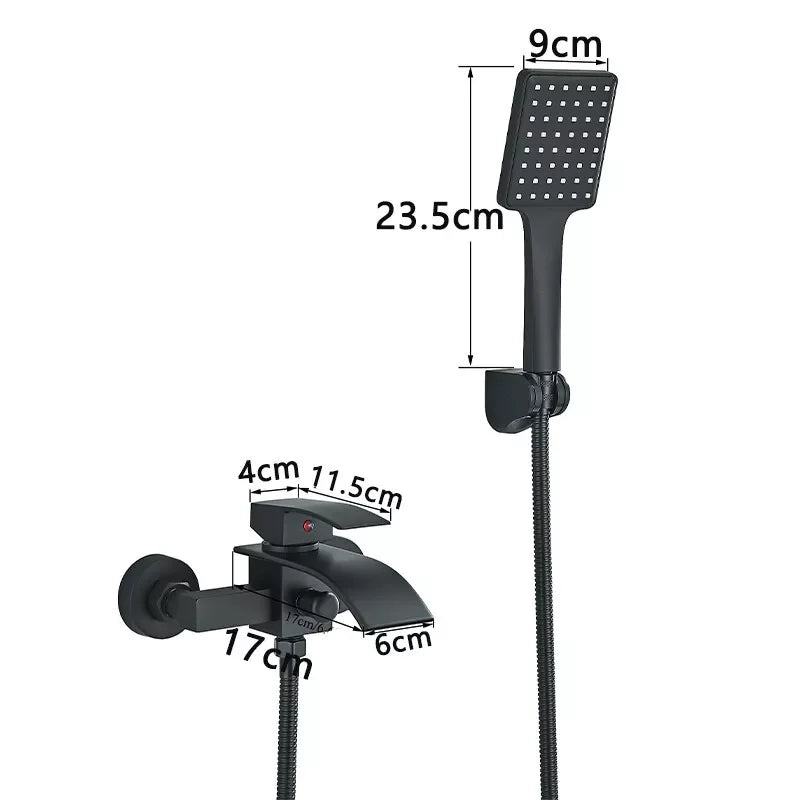 Matte Black Bathroom Faucet 2 Function Bathtub Facuet  Wall Mounting Cold and Hot Shower Faucet