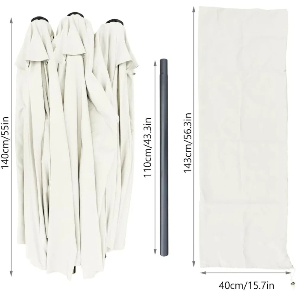 Double Sunshade with Hand Crank, Market Umbrella, Garden Umbrella, Terrace Umbrella, 460 X 270 Cm, Parasol
