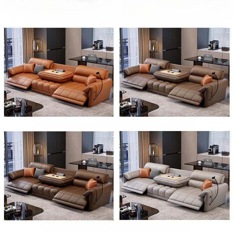 Genuine Leather Modern Sofa Chair Living Room Electric Designer Reclining Sofa Italian Loveseat Divano Soggiorno Home Furniture